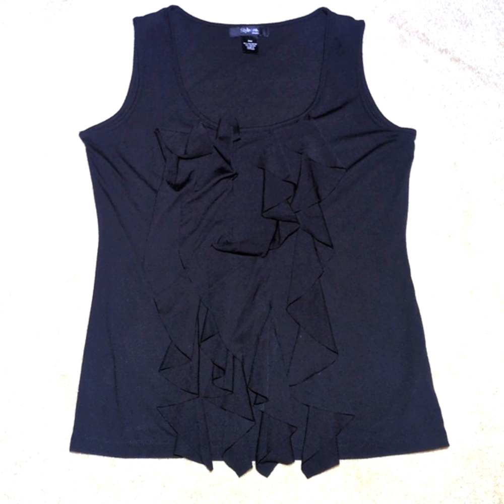Black Ruffled Tank Top / Style & Co Black Sleeveless Top